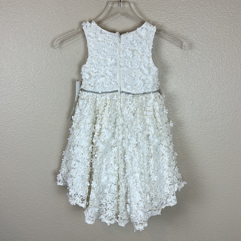 Badgley Mischka Flower Girl 3D Floral Lace High Low Dress - Picture 9 of 10